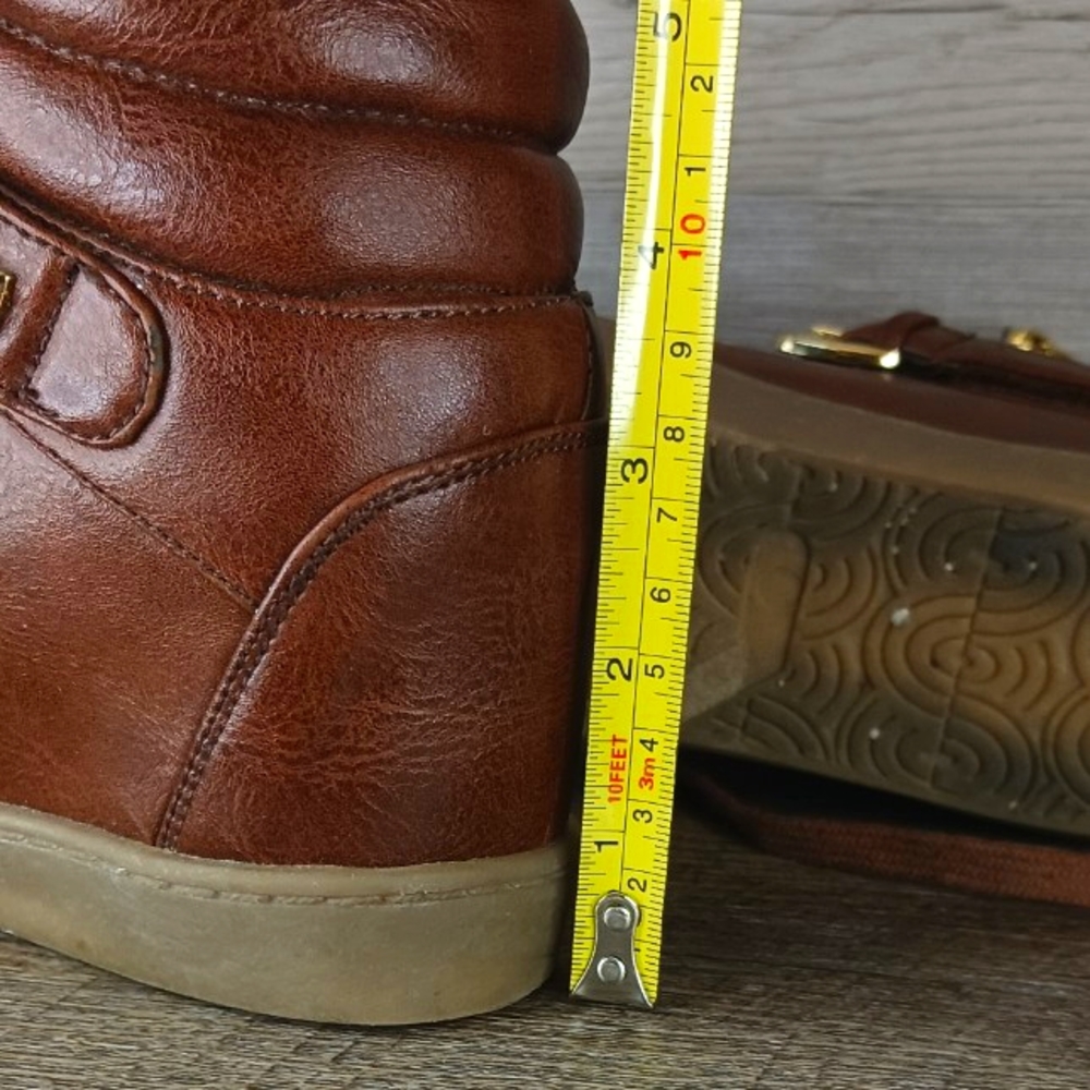 Wanted wedge sneakers studded brown gold women's 7 - Picture 7 of 8